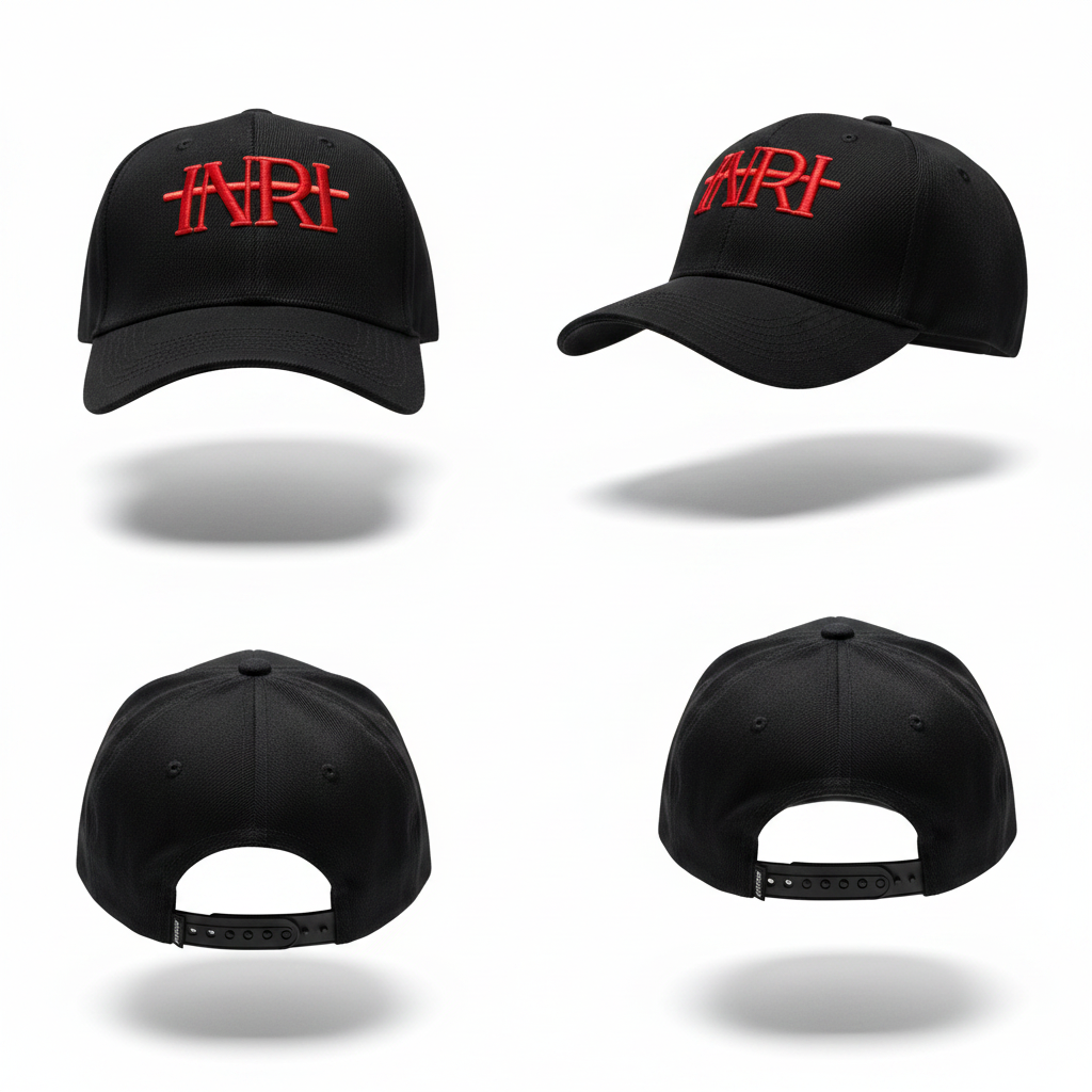Gorra INRI Bordados Rojos - Fondo Blanco